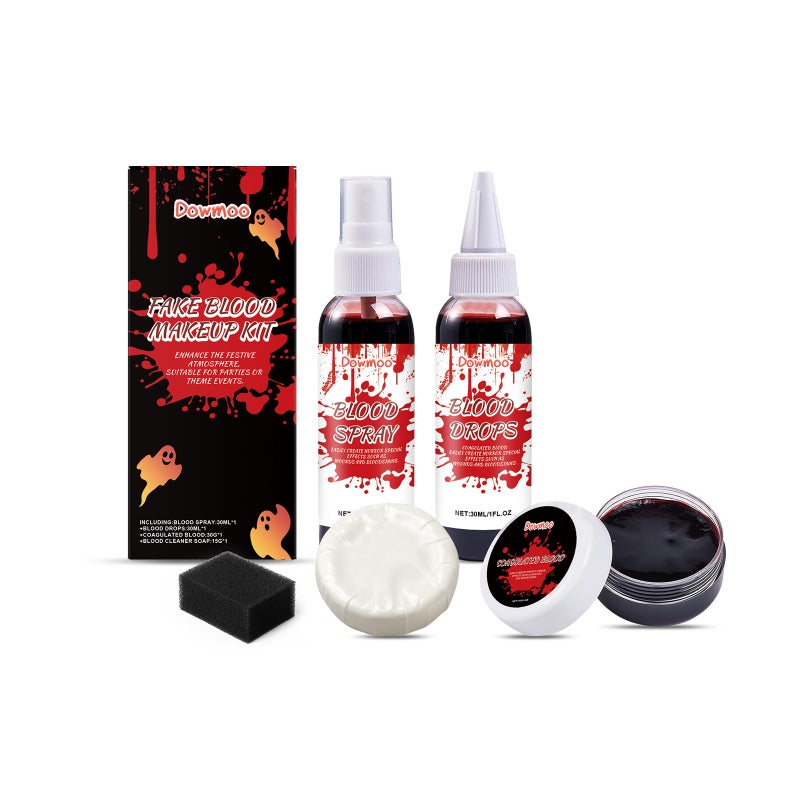 Dowmoo Halloween Fake Blood Makeup Set, Fun Makeup Simulation Liquid Drops, Makeup Simulation Props Set - Image 1
