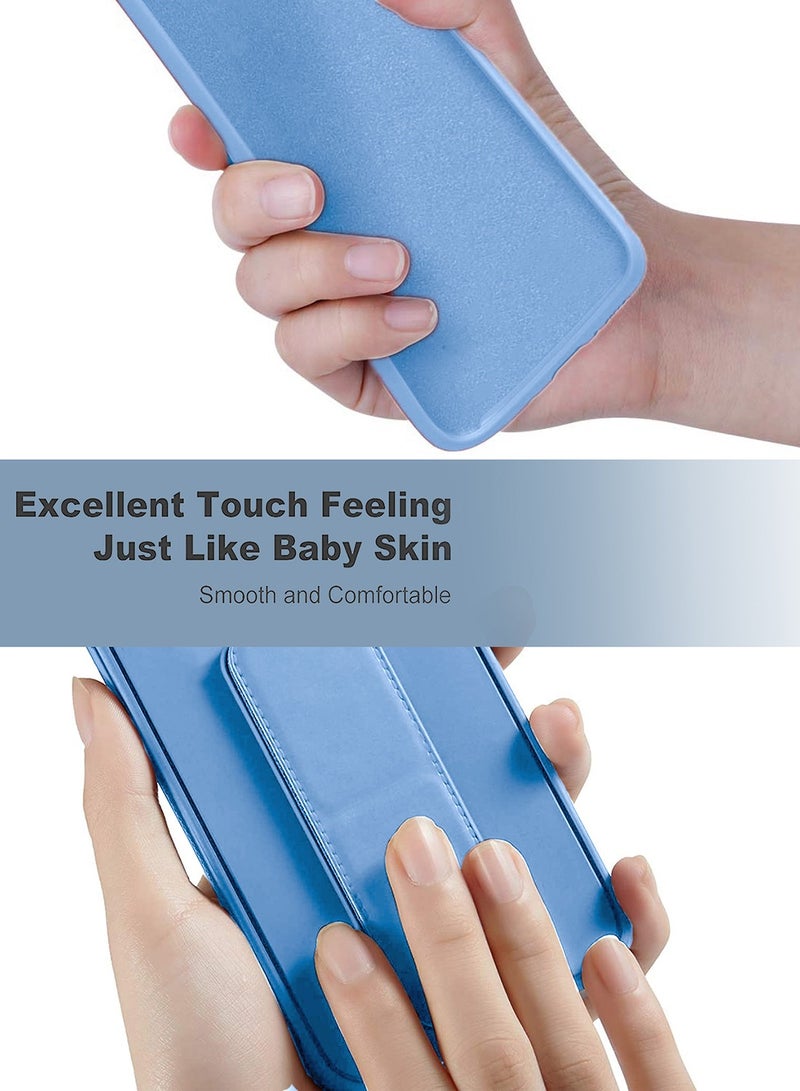 Wtech Apple iPhone 16 Pro 2024 Hand Grip Foldable Magnetic Kickstand Wrist Strap Finger Grip with Built-in Iron Case Cover - Sky Blue - Image 4