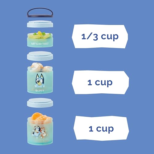 Whiskware Bluey Stackable Snack Containers for Babies, Toddlers, and Kids, 3 Stackable Snack Cups for School and Travel, Cupholder Friendly, Bluey and Bingo! Let’s Do This! - Image 4