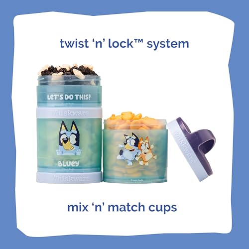 Whiskware Bluey Stackable Snack Containers for Babies, Toddlers, and Kids, 3 Stackable Snack Cups for School and Travel, Cupholder Friendly, Bluey and Bingo! Let’s Do This! - Image 3