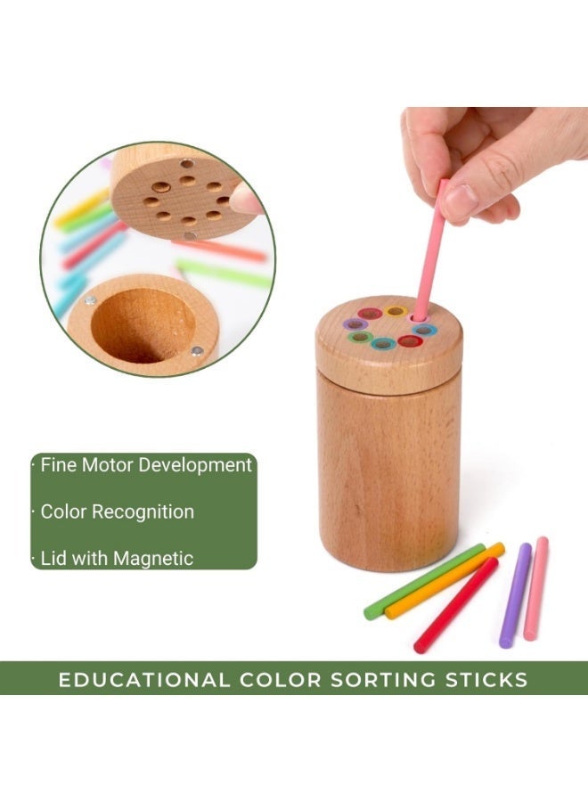Woodern Montessori Sticks, 8 Colors Sorting Toys for Toddlers Age 1-3, Educational Fine Motor Developmental Sensory Matching Game for Toddlers Kids Boys Girls - Image 4