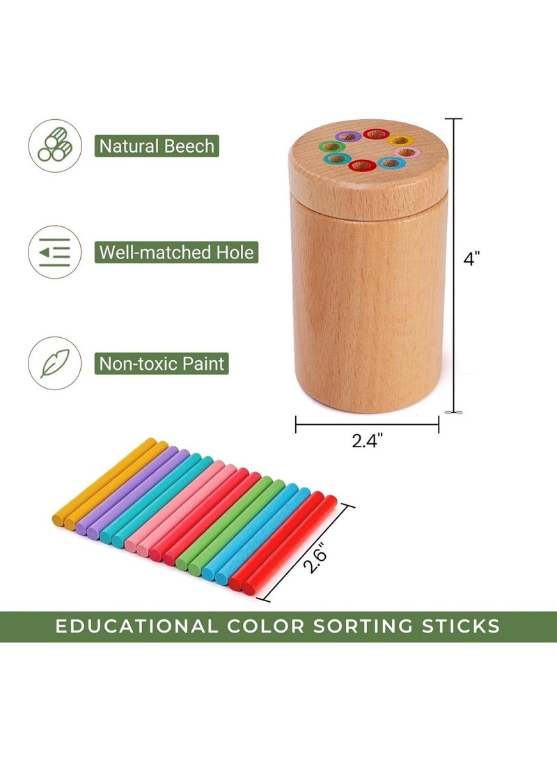 Woodern Montessori Sticks, 8 Colors Sorting Toys for Toddlers Age 1-3, Educational Fine Motor Developmental Sensory Matching Game for Toddlers Kids Boys Girls - Image 2