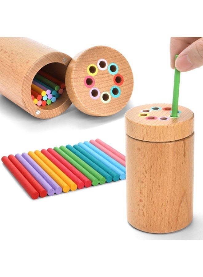 Woodern Montessori Sticks, 8 Colors Sorting Toys for Toddlers Age 1-3, Educational Fine Motor Developmental Sensory Matching Game for Toddlers Kids Boys Girls - Image 1