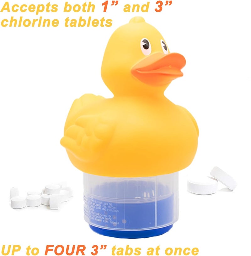 WWD POOL Pool Chlorine Floater, Floating Pool Chlorine Dispenser (Duck), Fits 1 and 3 Inch Tablets for Large and Small Pools, Spa, Hot Tub - Image 2