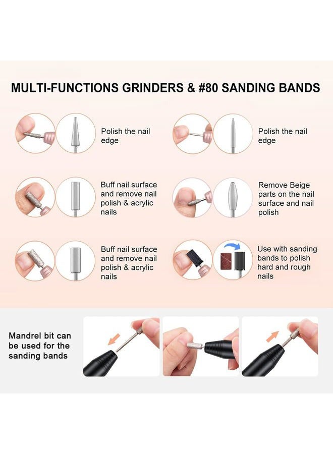COSITTE Electric Nail Drill, USB Electric Nail Drill Machine for Acrylic Nails, Portable Electrical Nail File Polishing Tool Manicure Pedicure Efile Nail Supplies for Home and Salon Use Black - Image 5