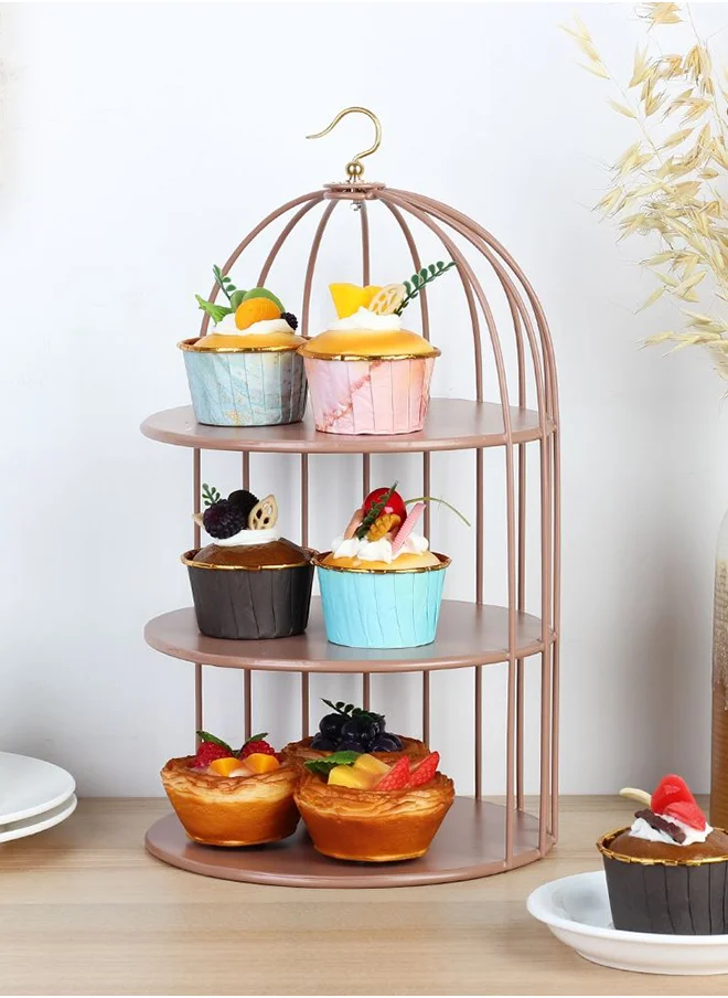 دانوب هوم Mocha Food Serving Tray 3-Tier Cupiecesake Stand Dessert Table Display Set Appetizers Snack Desserts Cake Serving Tray For Family Parties Gatherings 20 X 20.2 X 32.5-36 Cm