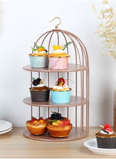DANUBE HOME Mocha Food Serving Tray 3-Tier Cupiecesake Stand Dessert Table Display Set Appetizers Snack Desserts Cake Serving Tray For Family Parties Gatherings 20 X 20.2 X 32.5-36 Cm 