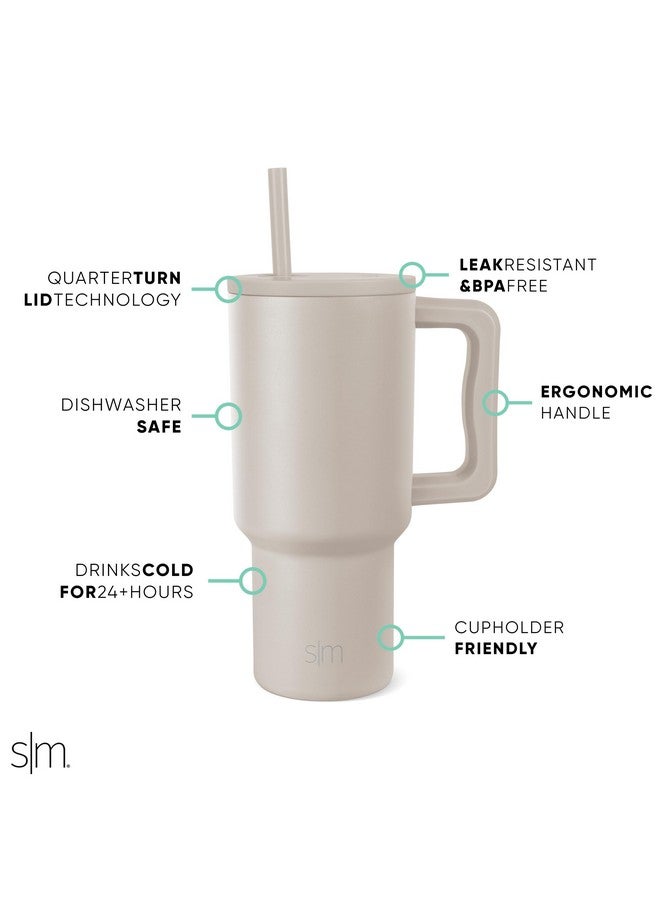 Simple Modern 30 oz Trek Tumbler with Handle and Straw Lid | Cup Holder Friendly Insulated Stainless Steel Travel Mug | Almond Birch - Image 2
