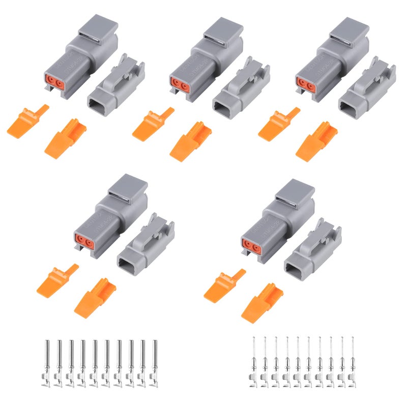 MUYI 5 Kits 2 Pin Way DTM Series Connector 2215 AWG MaleFemale auto Connector with 20 Terminals Pins DTM062S DTM042P 2 Pin Way - Image 3