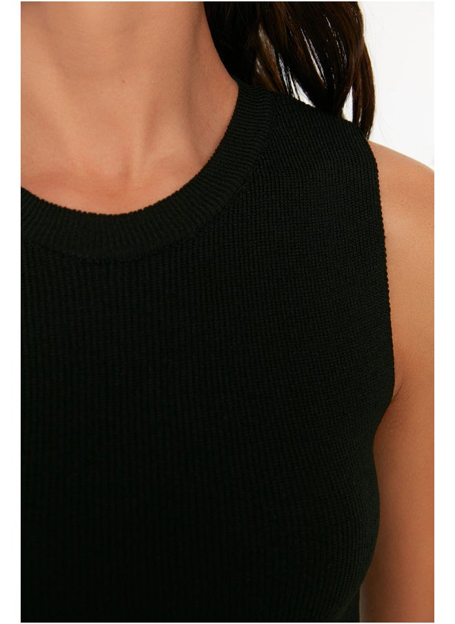 trendyol - Black Crew Neck Crop Knitwear Blouse - Image 1