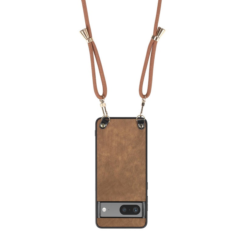 HuHa Protective Cover For Google Pixel 9 / 9 Pro Vintage Leather PC Back Cover Phone Case with Crossbody Strap(Brown) - Image 3