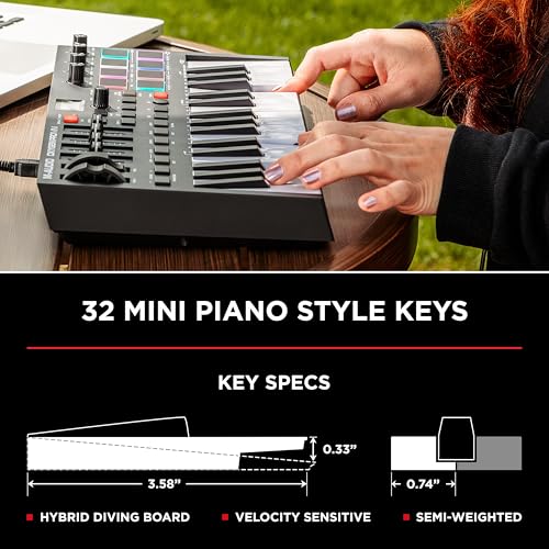M-Audio Oxygen Pro Mini – لوحة مفاتيح USB MIDI مع 32 مفتاح، مع أزرار إيقاع، ومقابض قابلة للتعيين عبر MIDI، وأزرار ومزلقات، ومجموعة برامج مشمولة - Image 4