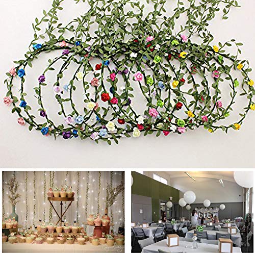 Asfroy 65 Ft Artificial Vines,Artificial Eucalyptus Leaf Garland Fake Hanging Plants Leaves Wreath Foliage Green Leaves Ribbon Decorative Wreath Accessory Wedding Wall Crafts Party Décor （Green-65 Ft） - Image 2