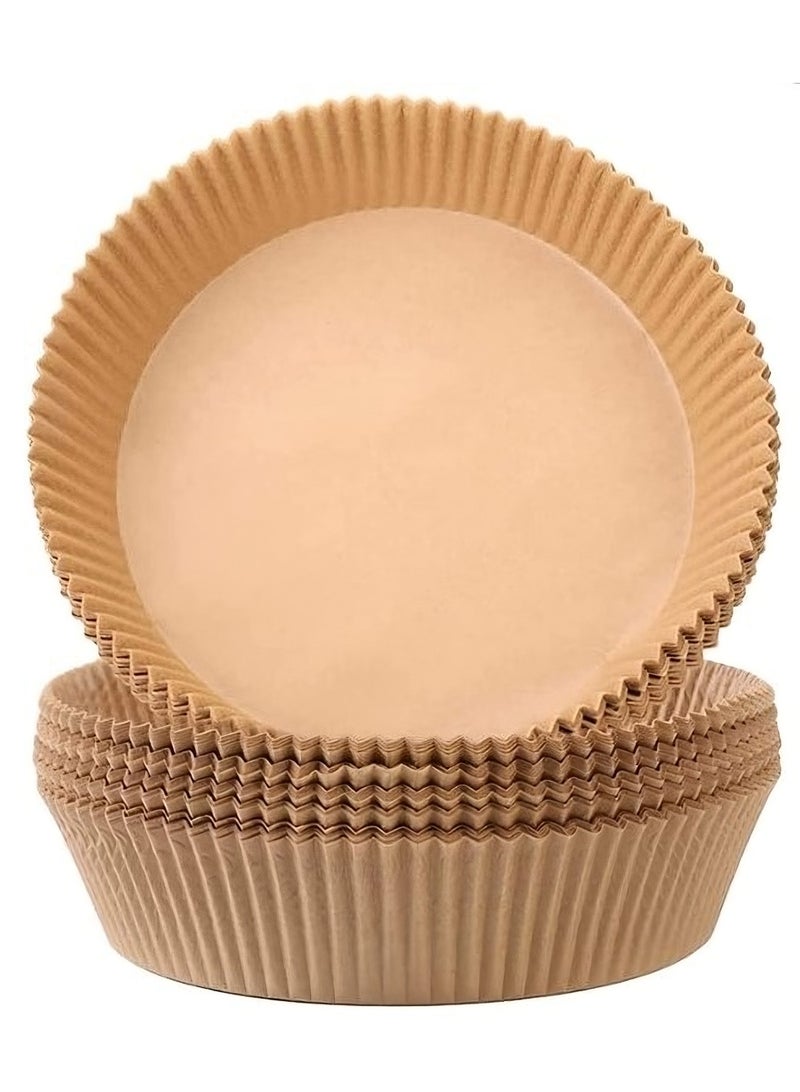 50 Pieces Air Fryer Disposable Paper Cooking For Round Non-Stick Air Fryer, High Quality Parchment Papers for Baking, Brown  - Image 1
