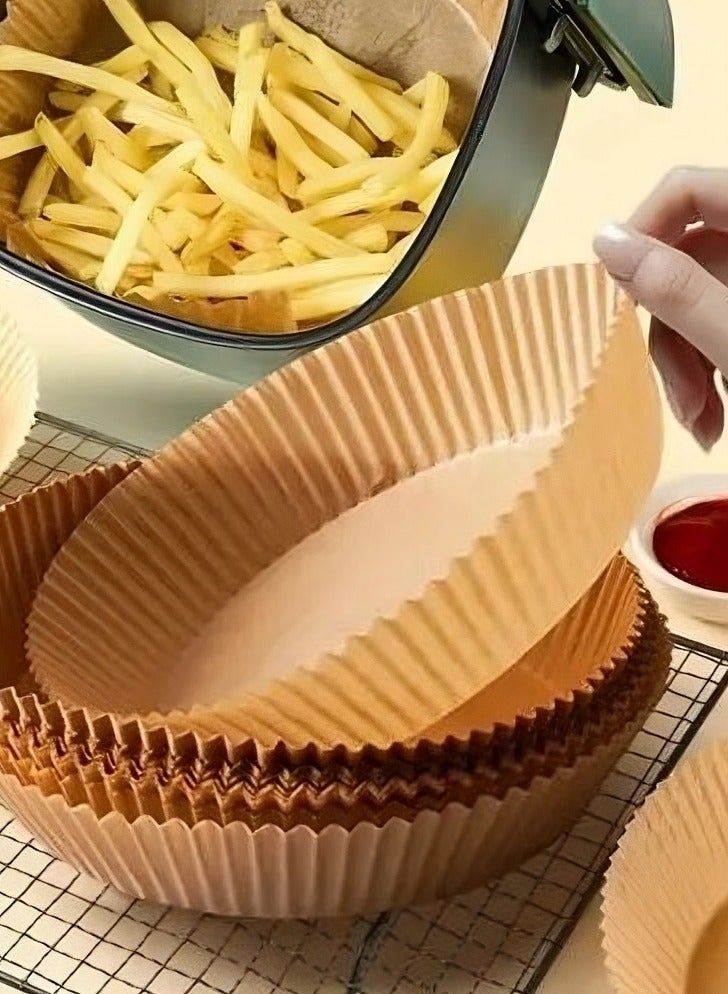 50 Pieces Air Fryer Disposable Paper Cooking For Round Non-Stick Air Fryer, High Quality Parchment Papers for Baking, Brown  - Image 5
