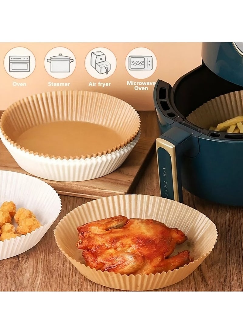 50 Pieces Air Fryer Disposable Paper Cooking For Round Non-Stick Air Fryer, High Quality Parchment Papers for Baking, Brown  - Image 3