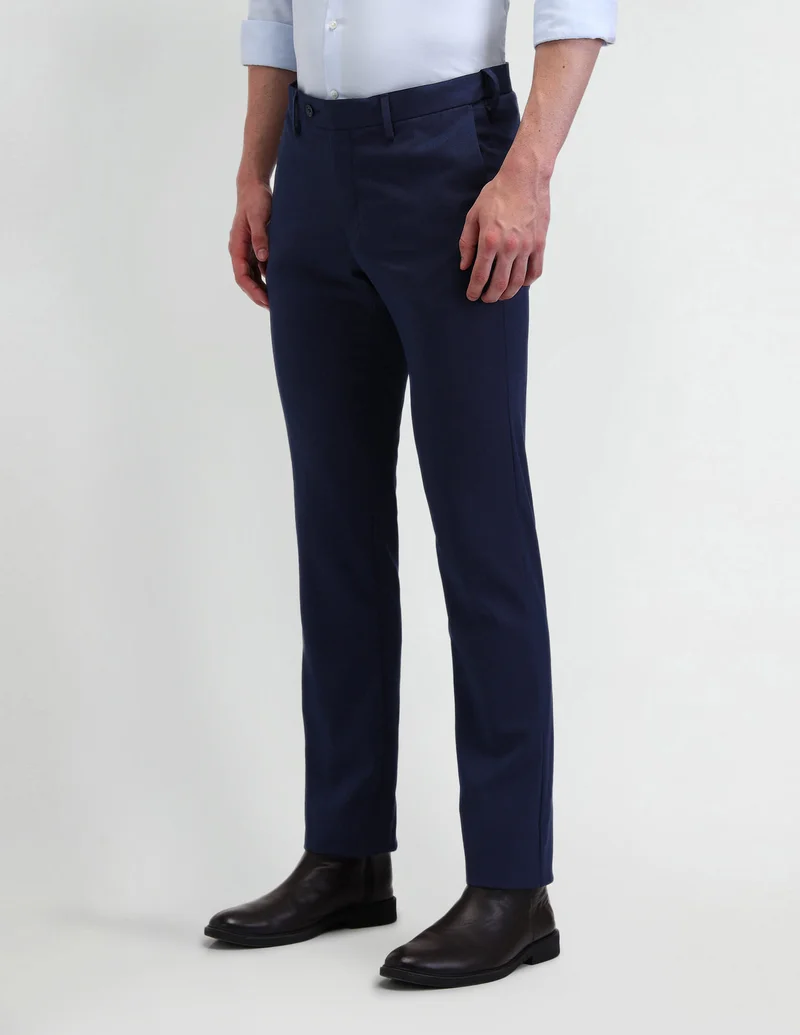 Arrow Navy Mid Rise Dobby Trousers for Men | Best Price UAE