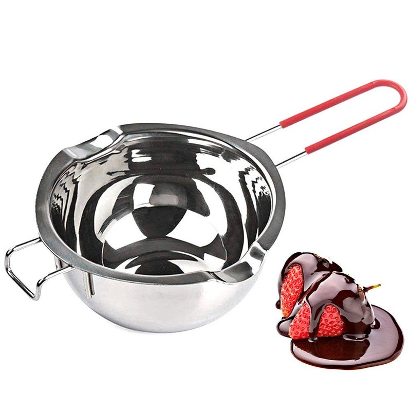 Aracoware New Upgrade Stainless Steel Double Boiler Pot 600ML with Heat Resistant Handle for Melting Chocolate Butter and Candle Making  188 Steel Universal Insert