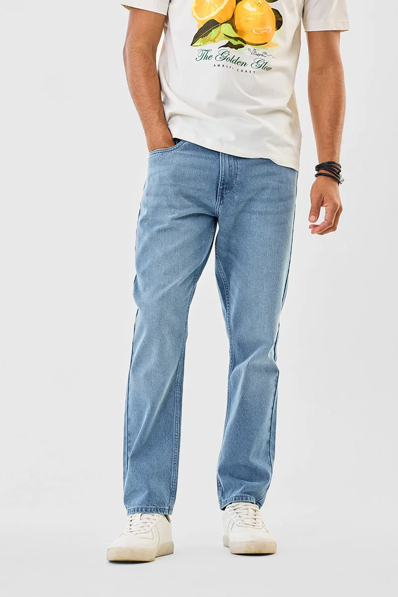 SNITCH Light Blue Solid Slim Fit Casual Jeans