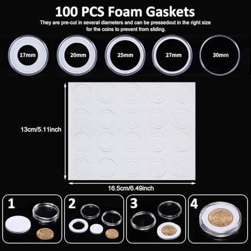 Climberty® Coin Box Collectable Coin Storage Box Clear Plastic Holder Organzier Max 100Pcs Capacity,Compatible with 17-30mm Dia Coins Trade Tokens Coins - Image 4