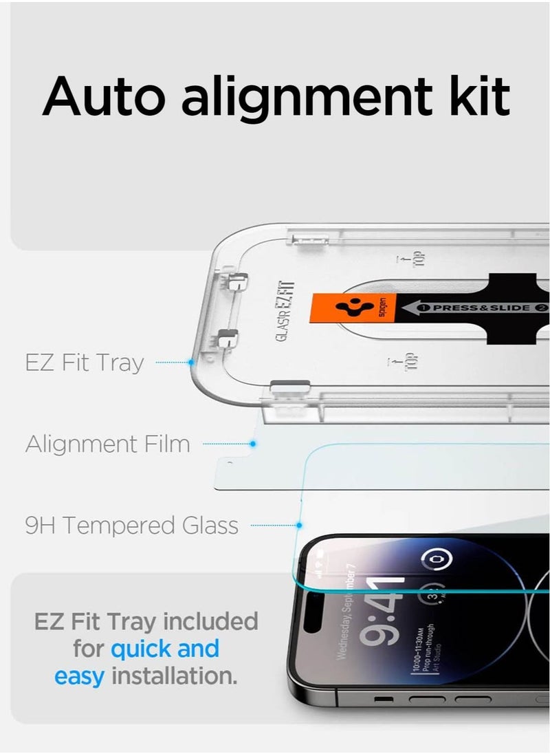 GLAStR EZ FIT Tempered Glass iPhone 14 PRO Screen Protector - Case Friendly with Sensor Protection [2 PACK]