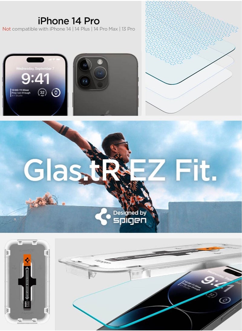 GLAStR EZ FIT Tempered Glass iPhone 14 PRO Screen Protector - Case Friendly with Sensor Protection [2 PACK]
