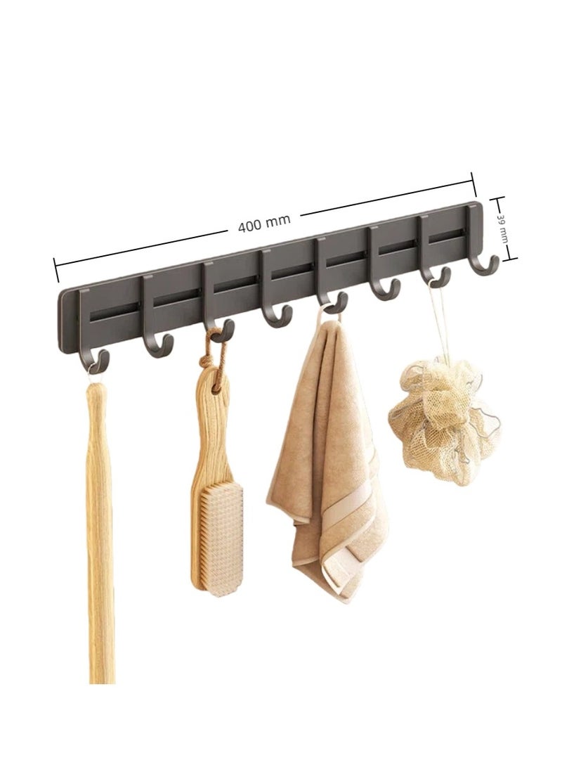 علاقة حائط بـ 8 خطافات، خطاف حائط رمادي، تخزين لغرفة النوم، خطافات تعليق، رف حائط للمعاطف والمناشف، 6 خطافات للأردية والحقائب والمفاتيح والمناشف للحمام - Image 1