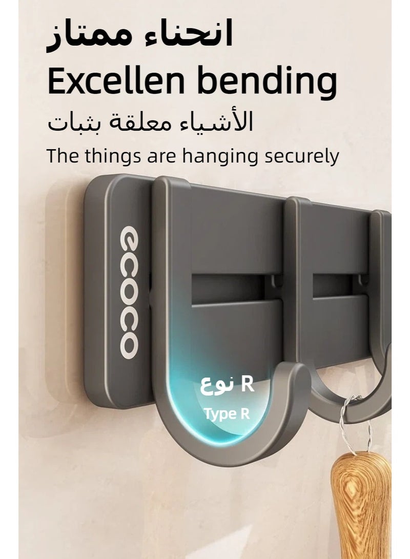 علاقة حائط بـ 8 خطافات، خطاف حائط رمادي، تخزين لغرفة النوم، خطافات تعليق، رف حائط للمعاطف والمناشف، 6 خطافات للأردية والحقائب والمفاتيح والمناشف للحمام - Image 3