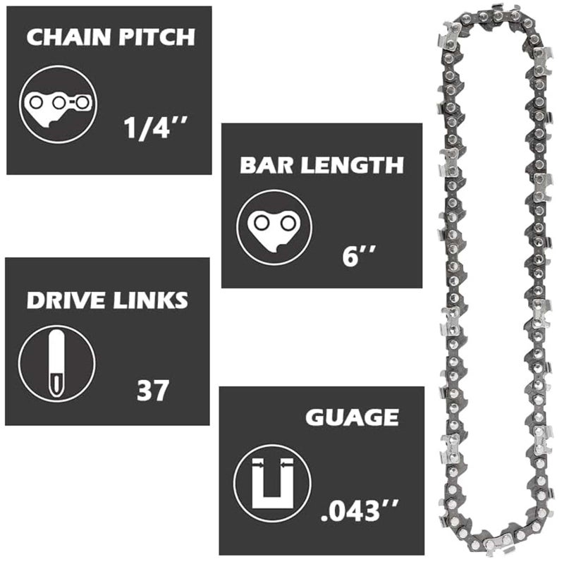 ANCKNE 6 Inch Chainsaw Chain, 5 Pieces Replacement Chains for Almost 6-inch Cordless Electric Portable Mini Chainsaws, Durable Carbon 6Inch Chainsaw Chains for Pruning Shears and Wood Cutting - Image 2