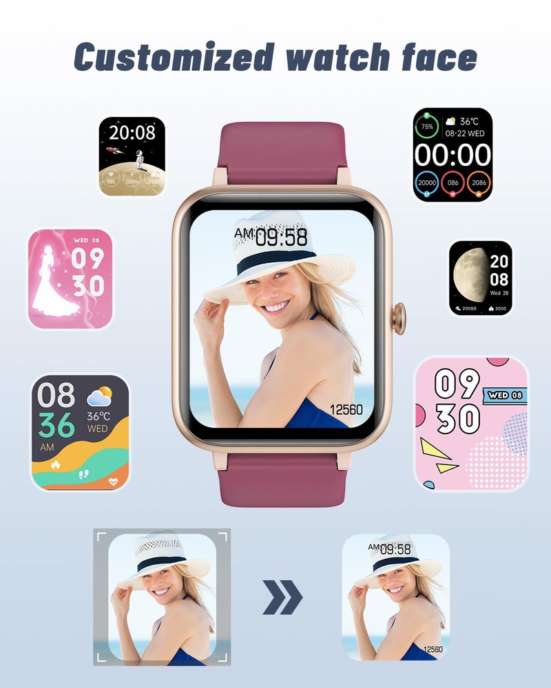 GRV Smart Watch for iOS and Android Phones (Answer/Make Calls), Watches for Women IP68 Waterproof Smartwatch Fitness Tracker Watch with Heart Rate/Sleep Monitor Steps Calories Counter (Dark Purple) - Image 2