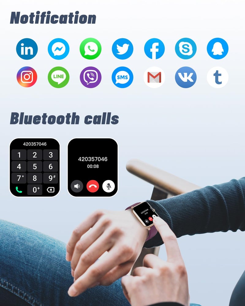 GRV Smart Watch for iOS and Android Phones (Answer/Make Calls), Watches for Women IP68 Waterproof Smartwatch Fitness Tracker Watch with Heart Rate/Sleep Monitor Steps Calories Counter (Dark Purple) - Image 3