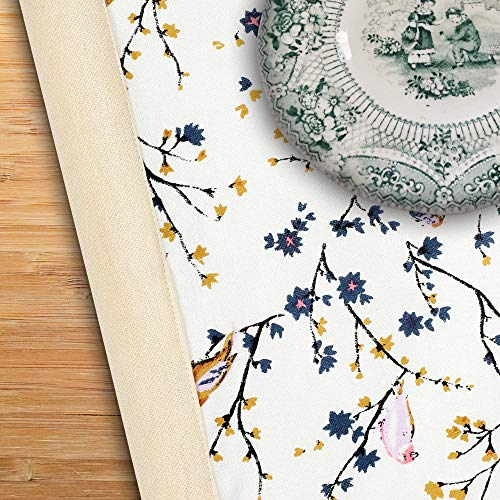 Dekor World 1 Piece Cotton Mini Bird Printed Cream Table Runner-(33x240 cm)-8 Seater Dinning & Center Table - Image 4