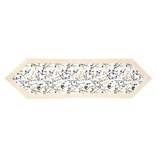 Dekor World 1 Piece Cotton Mini Bird Printed Cream Table Runner-(33x240 cm)-8 Seater Dinning & Center Table - Image 3