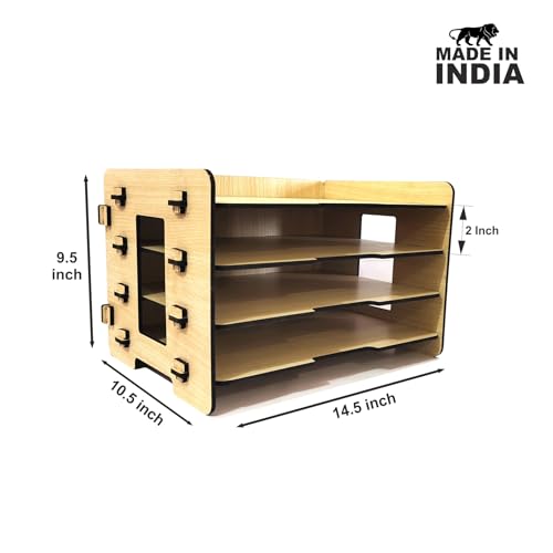 Woodkey Office File Tray – A4 Desk Tidy Organiser with| 4-Tier Document, Paper & Letter Tray | Multipurpose Desk Storage Rack for Home & Office (Intal beech) - Image 3