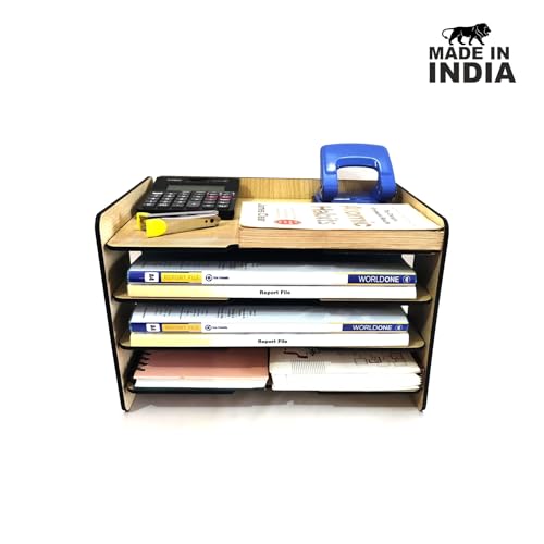 Woodkey Office File Tray – A4 Desk Tidy Organiser with| 4-Tier Document, Paper & Letter Tray | Multipurpose Desk Storage Rack for Home & Office (Intal beech) - Image 4