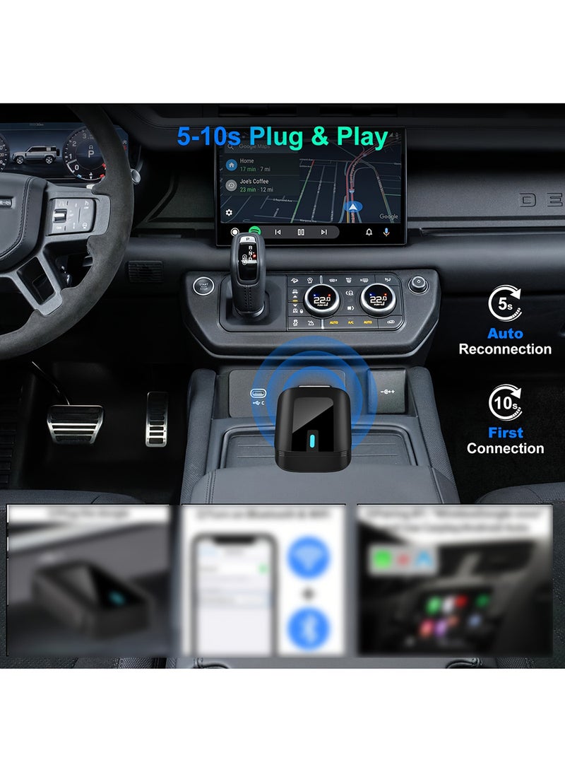 EzzySo Mini Wireless Carplay Adapter, Convert Wired to Wireless Car Play & Android Auto 2-in-1 Adapter for Apple iPhone & Android Phone, Plug & Play, Auto Connect, No Delay, w/USB C for iOS 10+ Android 11+ - Image 3