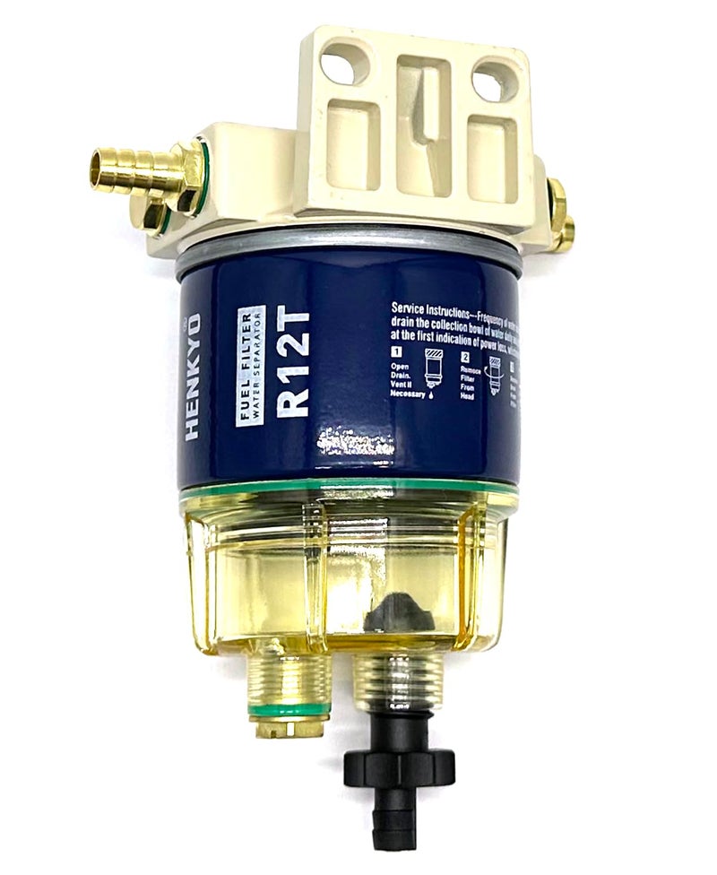 R12T Fuel Filter Water Separator Compatible S3240120AT R12T NPT ZG1419 Fit 38 hose Outboard Motors Gasoline and Diesel Marine Engines Comes with 38inch fuel inlet connector