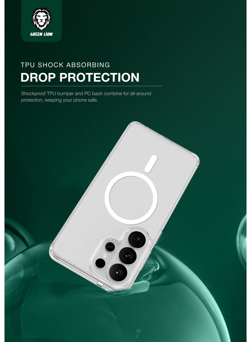 جرين ليون حافظة شفافة لجالكسي S26 الترا مع حماية للكاميرا، مقاومة للخدش، مقاومة للبصمات، حماية من الصدمات، قبضة مريحة - Image 2