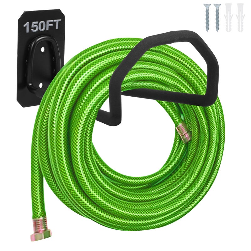 PeoMev Garden Hose Holder Wall Mount - Heavy Duty Water Hose Holders for Outside, Metal Hoses Hanger Sturdy Hose Reel Hooks for Garden - Image 1
