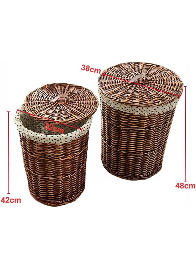 Rattan Laundry Basket 2-Pack Laundry Baskets with Lids Hand-Made Households Dirty Clothes Storage Hampers  - Image 2