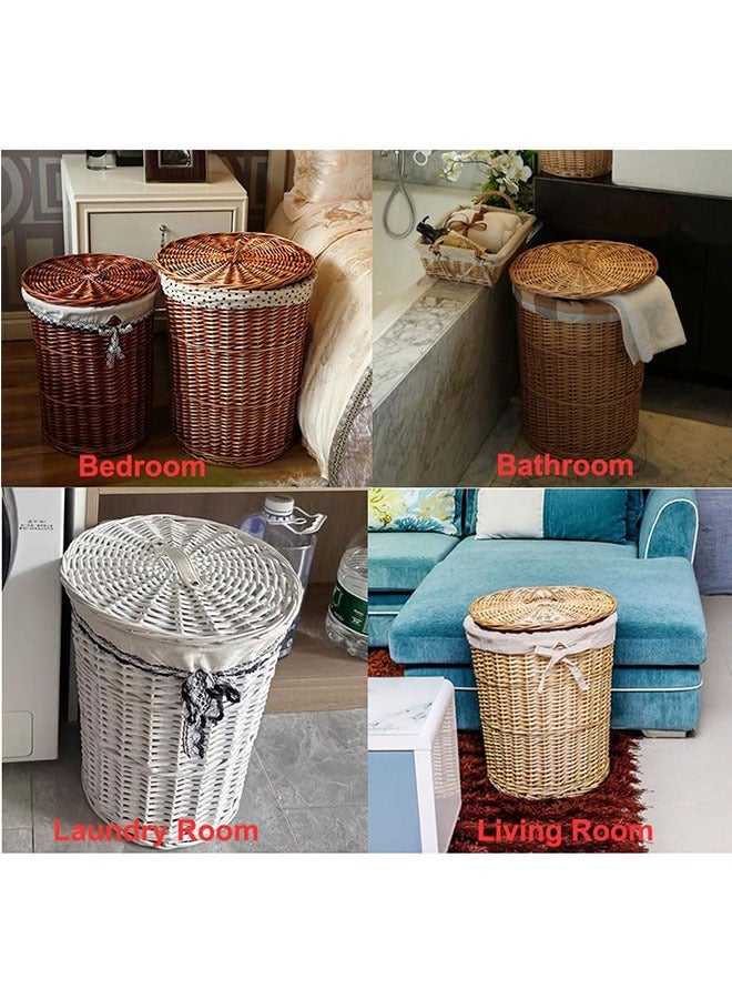 Rattan Laundry Basket 2-Pack Laundry Baskets with Lids Hand-Made Households Dirty Clothes Storage Hampers  - Image 3