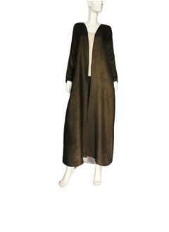 Sana'a Kayum Metallic Black Classic Front Open Dolman Sleeve Abaya By Sanaa Kayum  - Image 1