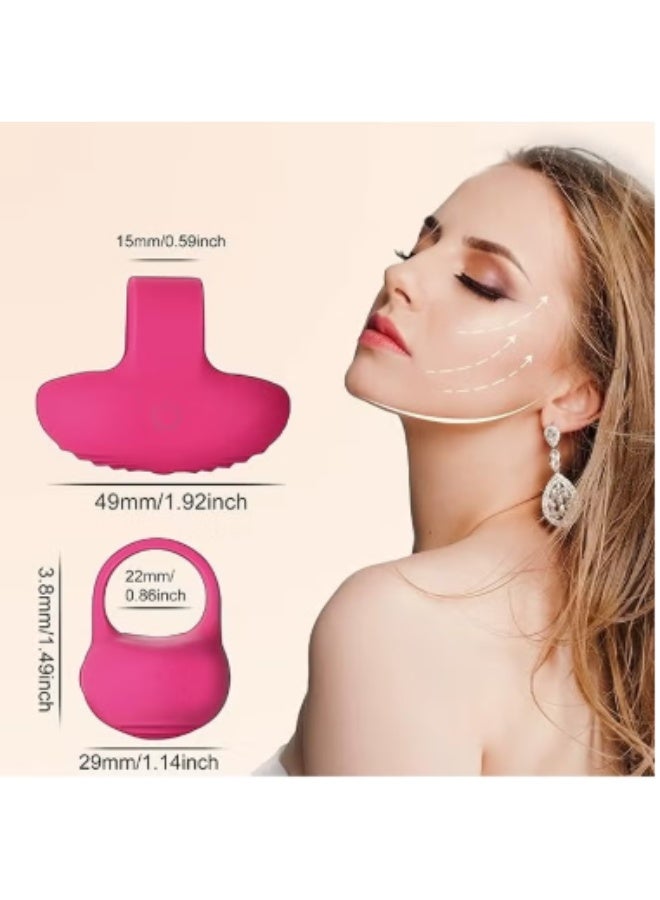 HYH Mini Face Massager, Vibration Wand Waterproof Rechargeable Portable Powerful Massage Tool, Multifunctional Eye, Finger and Body Massager - Rose Red - Image 2