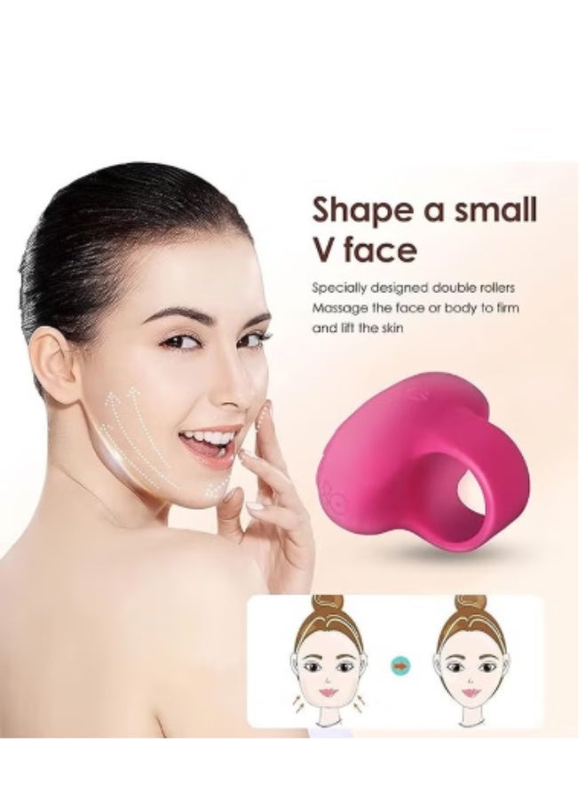 HYH Mini Face Massager, Vibration Wand Waterproof Rechargeable Portable Powerful Massage Tool, Multifunctional Eye, Finger and Body Massager - Rose Red - Image 3