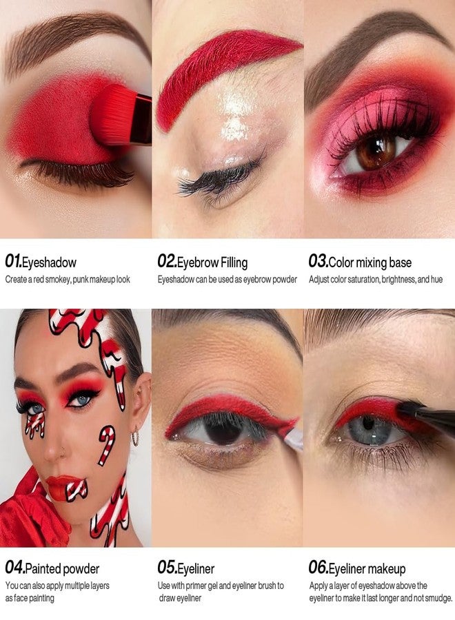 DE'LANCI Single Matte Red Eyeshadow, True Red Eyeshadow Palette Highly Pigmented, Longwear Red Eye Makeup, Red Goth Eye Shadow, Red Face and Body Paint for Women Halloween Cosplay SFX Clown Makeup #05 - Image 4