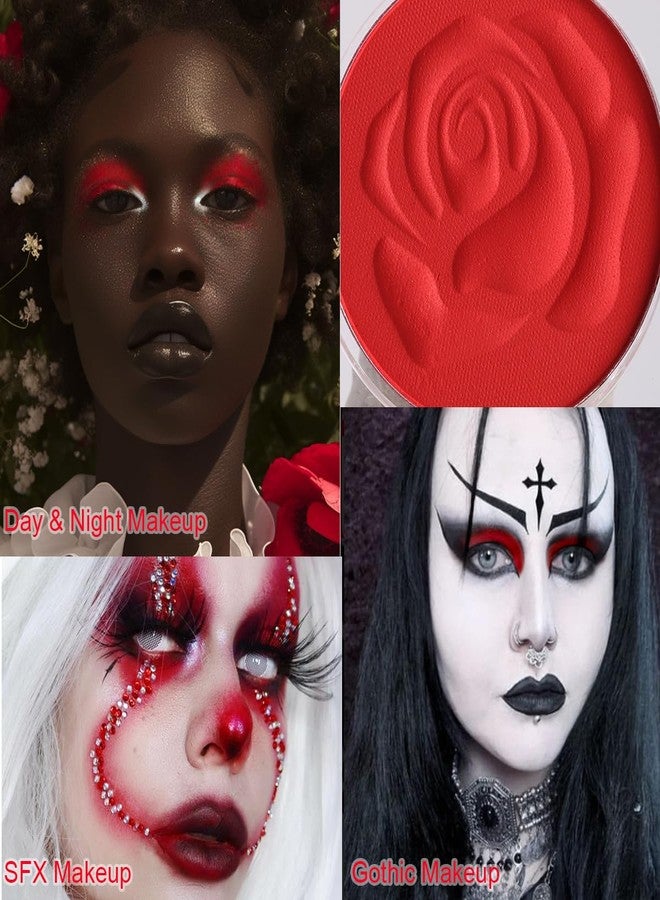 DE'LANCI Single Matte Red Eyeshadow, True Red Eyeshadow Palette Highly Pigmented, Longwear Red Eye Makeup, Red Goth Eye Shadow, Red Face and Body Paint for Women Halloween Cosplay SFX Clown Makeup #05 - Image 3