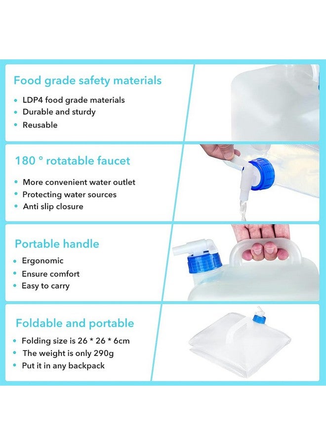 Proberos حاوية مياه طوارئ بروبيروس®، 20 لتر حاويات مياه مع صنبور سهل، حاوية مياه بدرجة غذائية، خزان مياه صحي قابل للطي مع مقبض، خزان مياه محمول للتخييم، المشي، RV (أبيض) - Image 4