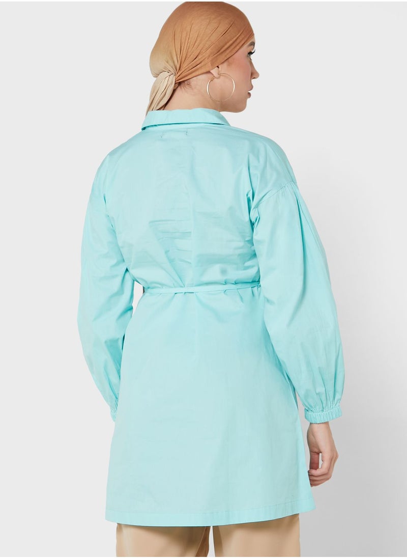 Khizana - Tie Waist Balloon Sleeve Tunic - Image 1