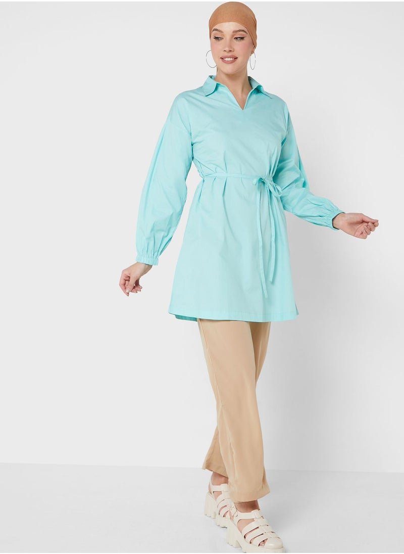 Khizana - Tie Waist Balloon Sleeve Tunic - Image 1