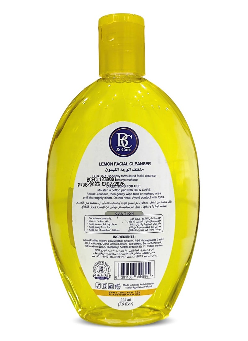 BC & CARE Lemon Facial Cleanser: Anti-Bacterial Formula, Deep Cleansing & Skin Toning Solution, Diminishes Dark Spots, Specially Formulated Makeup Remover - 225ml  - Image 2